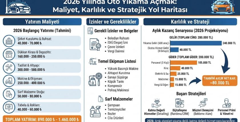 Oto Yıkama Açmak 2026 Maliyeti, İzinler ve Karlılık